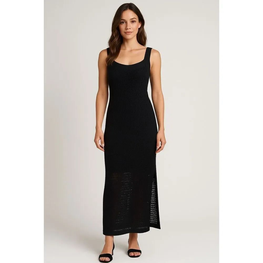 Soft Surroundings Crochet Knit Tank Dress Black Size XS